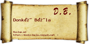 Donkó Béla névjegykártya