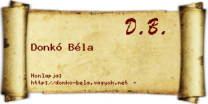 Donkó Béla névjegykártya